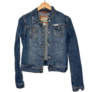 Hollister Co‎ Stretch Denim Jean Jacket Medium Blue Wash Classic Trucker Y2K